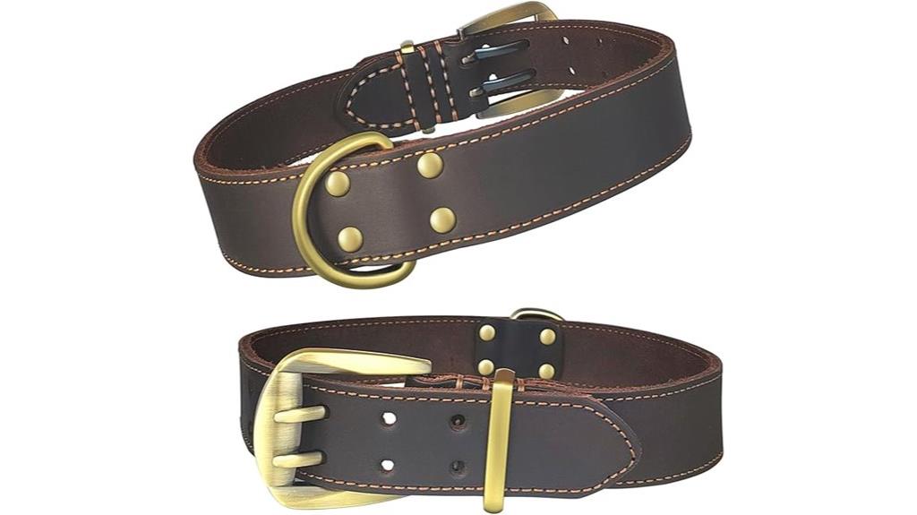 brown leather large dog collar