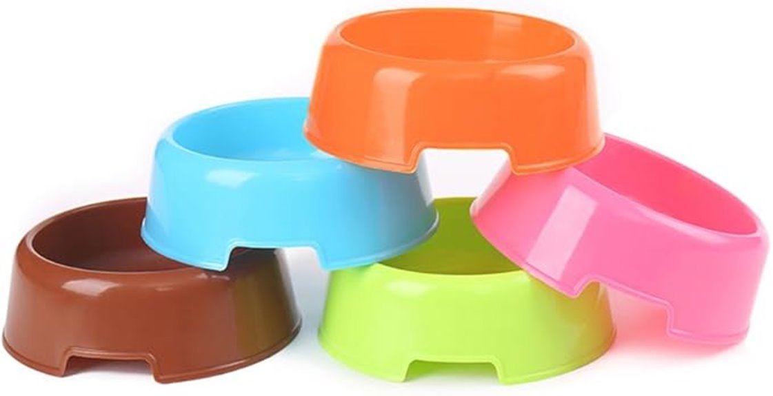 colorful pet bowls set