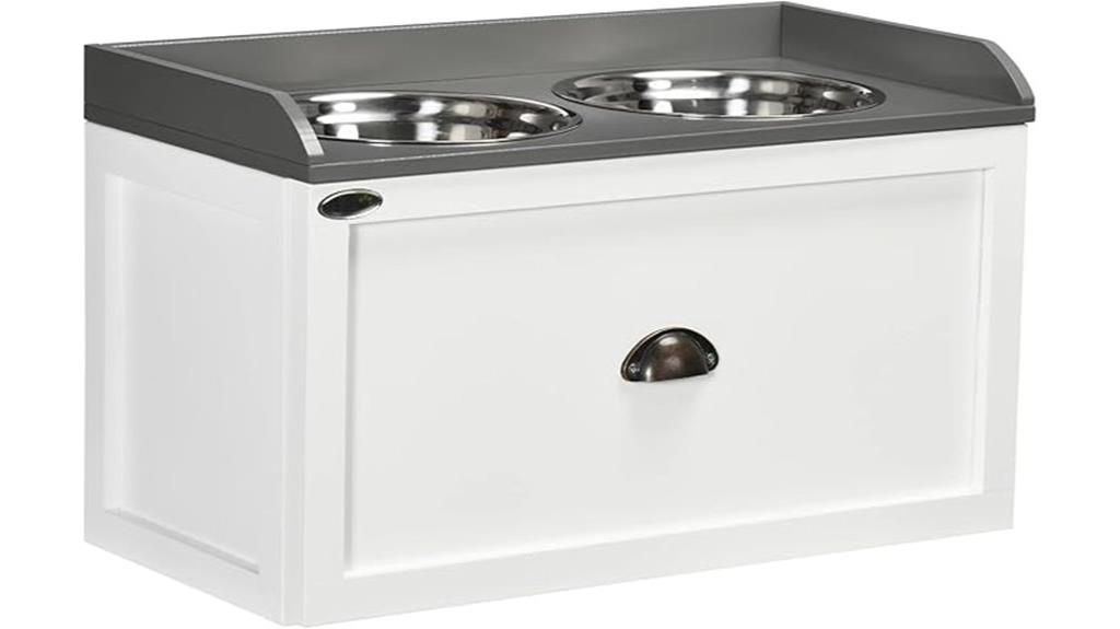 elevated dog bowl storage