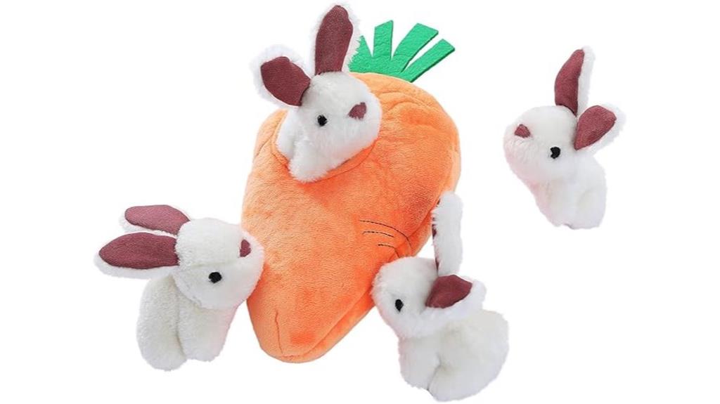 five plush dog toys