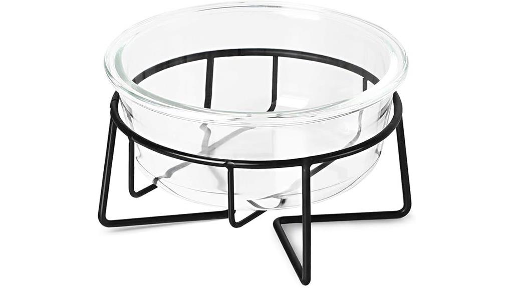 glass pet dish with stand