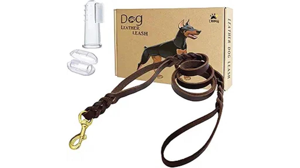 leather double handle leash