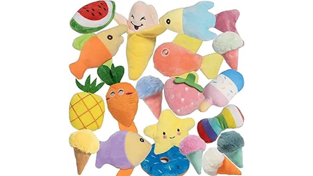 set of 19 squeaky puppy toys