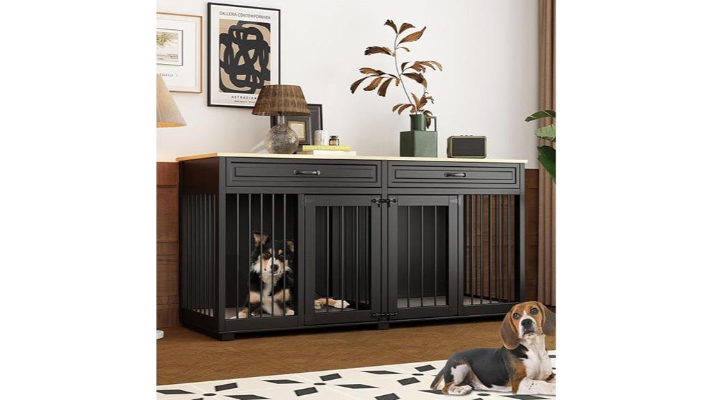 wooden dog crate with drawers