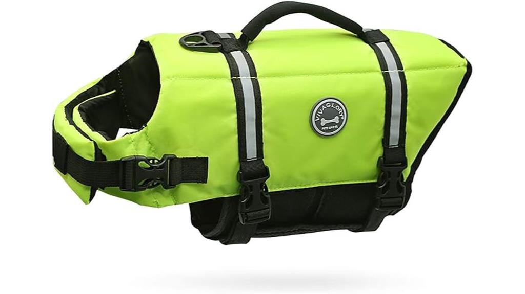 bright yellow dog life vest
