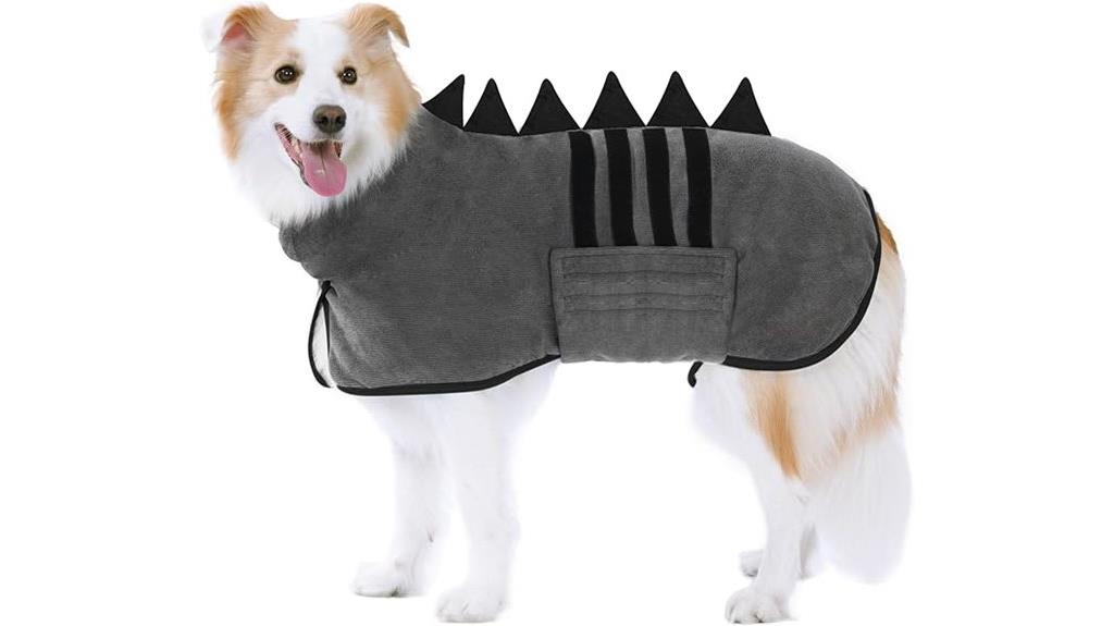 dinosaur themed dog bathrobe