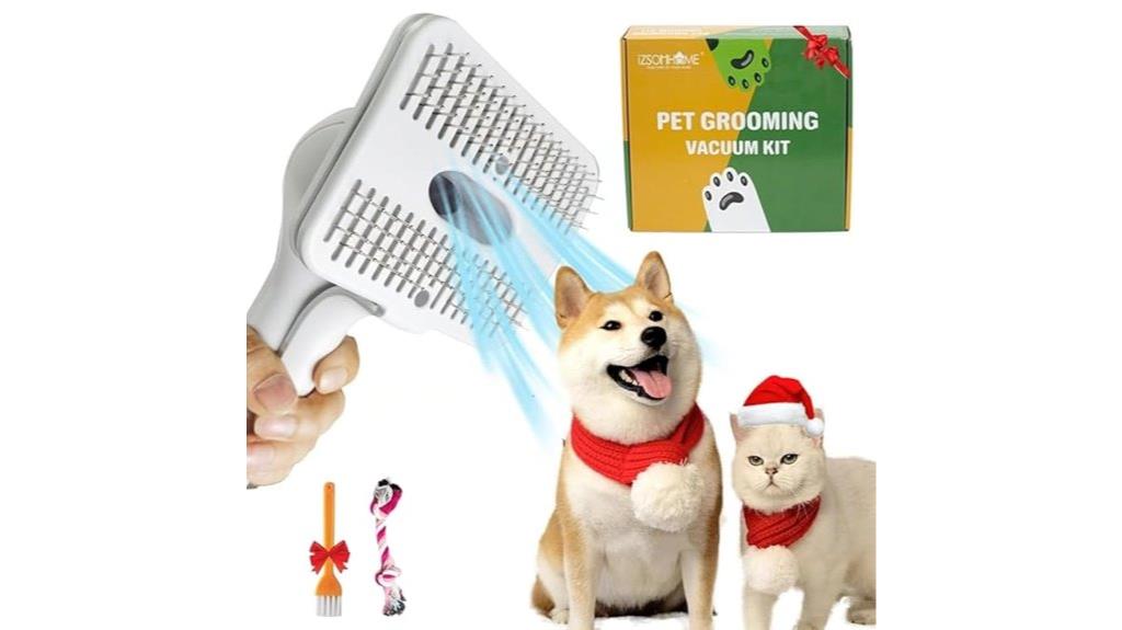 dual pet self cleaning brush