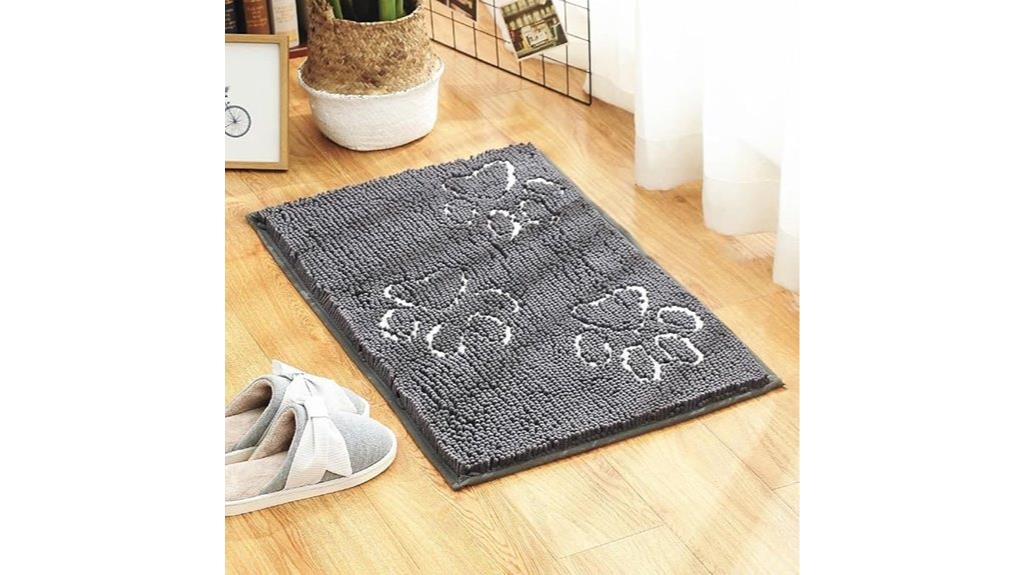 grey dog paw rug