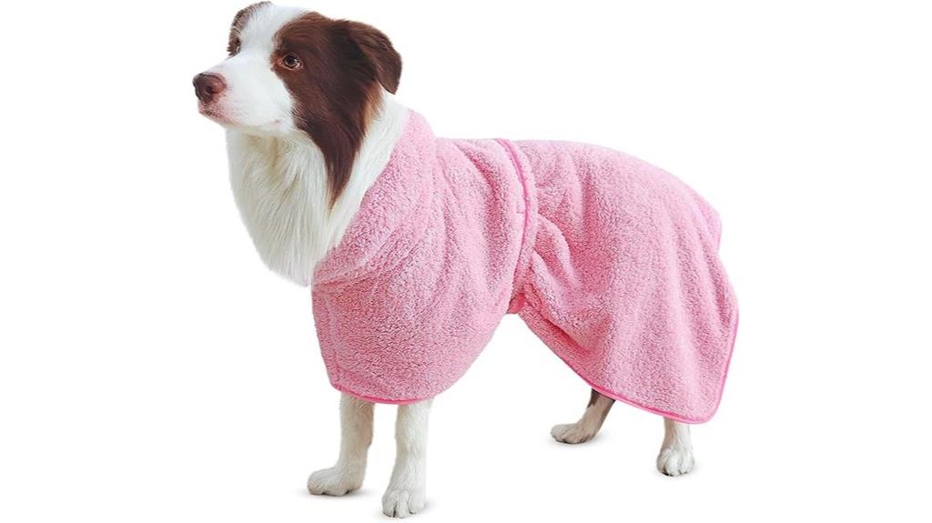 pink absorbent dog robe