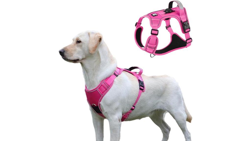 pink dog harness with airtag