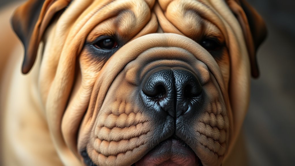 wrinkled distinctive shar pei
