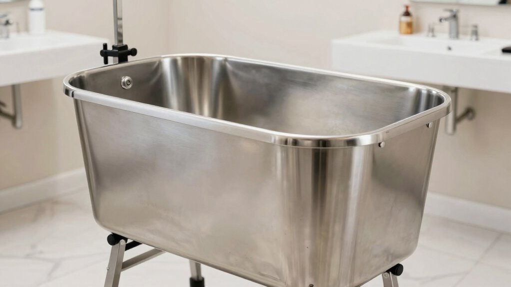 top stainless steel grooming tubs