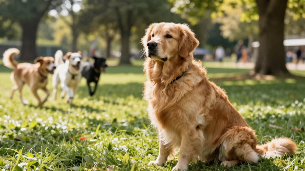 dog observes other dogs
