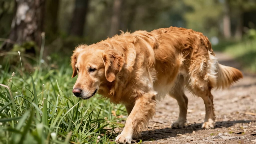 dog pausing during walk