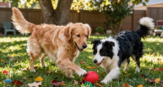 dogs enjoy backyard play