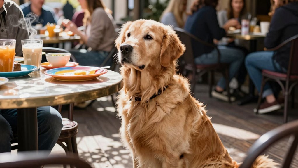 dogs hesitant at outdoor dining