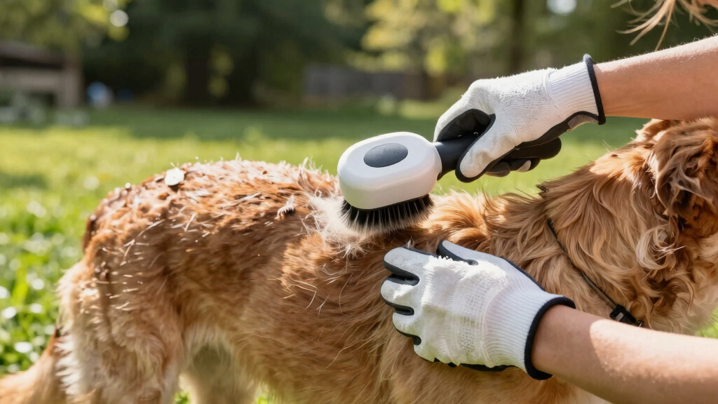 Pet Hair Remover Brush & Grooming Gloves - Deshedding Tool For Dogs & Cats, Massage And Cleaning Comb