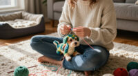 Python Wearing A Crocheted Tube Resembling A Cozy Sweater